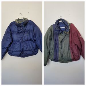 Vintage 90s Reversible Nautica Puffer Coat Colorblock Baggy Retro Mens Large
